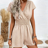 Striped cross bow jumpsuit T-shirt